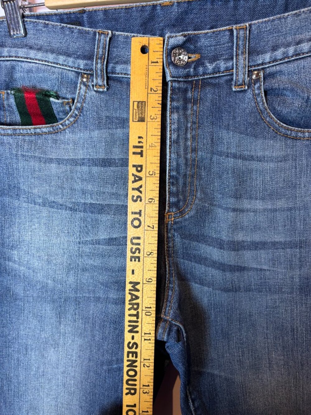 Gucci Blue Stretch Denim Boyfriend Fit Chic Designer Jeans Women’s Size 42 - Picture 10 of 11